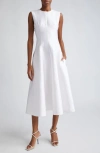 Emilia Wickstead Mara Sleeveless A-line Midi Dress In White