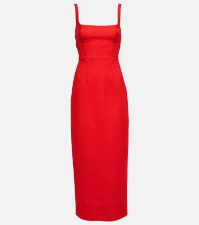 Emilia Wickstead Martel Cloqué Midi Dress In Pink/red