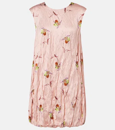 Emilia Wickstead Meave Floral Satin Minidress In Pink