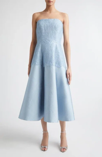 Emilia Wickstead Meja Embossed Cloque Lace Trimmed Midi Dress In Blue
