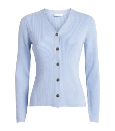 Emilia Wickstead Merino Wool Ash Cardigan In Blue