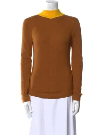 Pre-owned Emilia Wickstead Merino Wool Mock Neck Sweater In Neutral