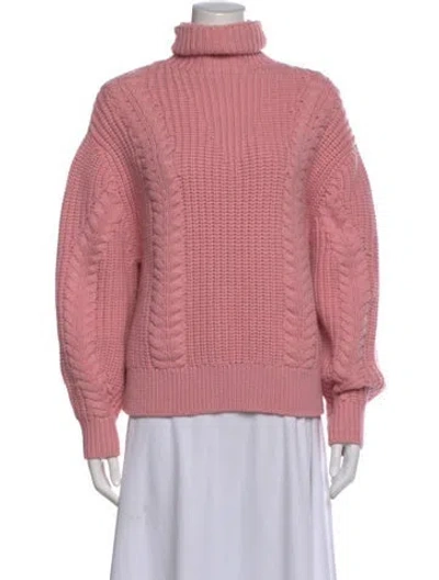 Pre-owned Emilia Wickstead Merino Wool Turtleneck Sweater In Pink