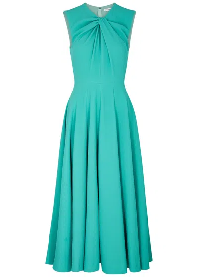 Emilia Wickstead Meryl Turquoise Textured Midi Dress In Green