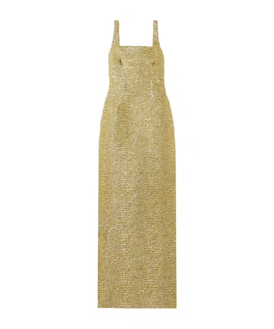 Emilia Wickstead Micheline Metallic Seersucker Gown In Gold