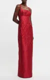 Emilia Wickstead Micheline Embossed Jacquard Maxi Dress In Red