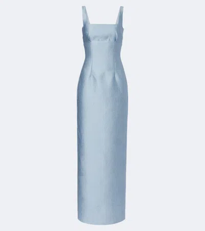 Emilia Wickstead Micheline Floral Cloque Gown In Blue