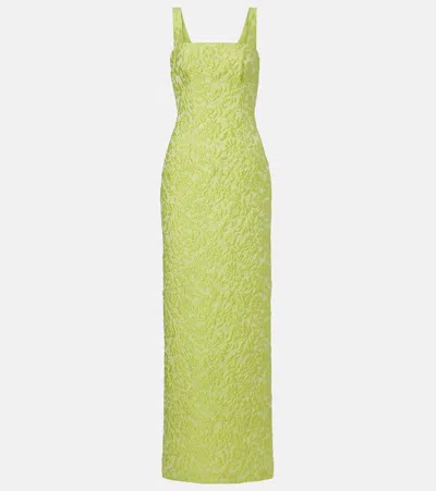 Emilia Wickstead Micheline Floral Cloqué Gown In Green