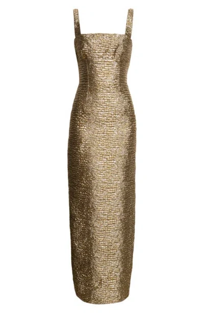 EMILIA WICKSTEAD EMILIA WICKSTEAD MICHELINE METALLIC SEERSUCKER COLUMN GOWN