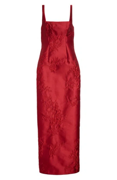Emilia Wickstead Micheline Sleeveless Rose Jacquard Dress In Red
