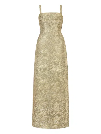 Emilia Wickstead Micheline Square-neck Dress In Gold