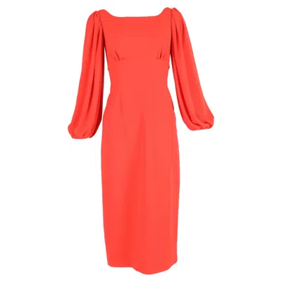 Emilia Wickstead Midi Bishop Sleeve Dress In Red Polyester