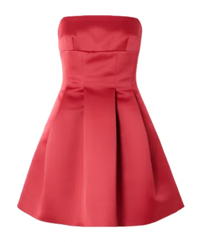 Emilia Wickstead Honor Pleated Duchesse-satin Mini Dress In Red