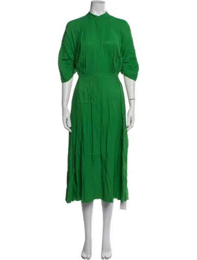 Pre-owned Emilia Wickstead Mock Neck Long Dress In Green