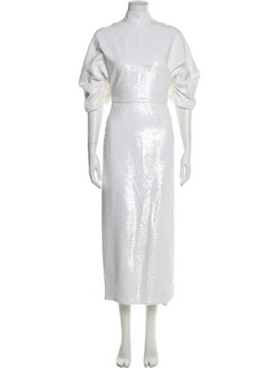 Pre-owned Emilia Wickstead Mock Neck Long Dress In White