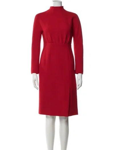Pre-owned Emilia Wickstead Mock Neck Midi Length Dress In Red
