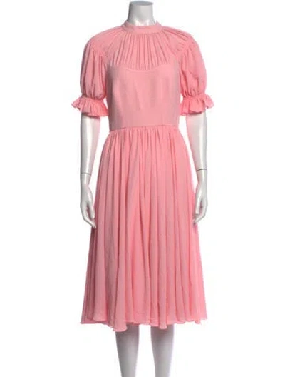 Pre-owned Emilia Wickstead Mock Neck Midi Length Dress W/ Tags In Pink