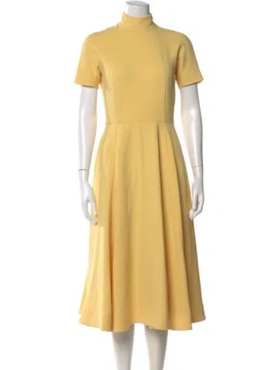 Pre-owned Emilia Wickstead Mock Neck Midi Length Dress In Yellow