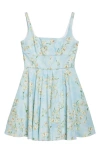 Emilia Wickstead Mini Mona Floral-print Cotton-poplin Mini Dress In Little Lillies On Blue