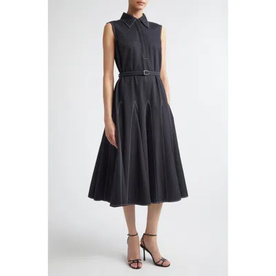 Emilia Wickstead Monique Sleeveless Gored Denim Dress In Black