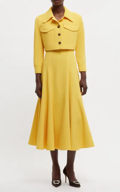 Emilia Wickstead Nachele Cropped Crepe Jacket In Yellow