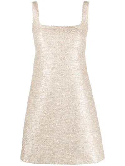 Emilia Wickstead Tibby Square-neck Sleeveless Boucle Tweed Mini Dress In Neutrals