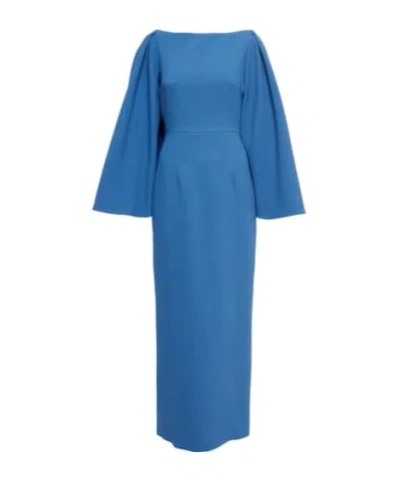 Emilia Wickstead Niesha Crepe Midi Dress In Blue