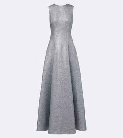 Emilia Wickstead Nodin Tweed Gown In Silver