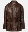 Emilia Wickstead Norcutt Croc-effect Leather Jacket In Brown