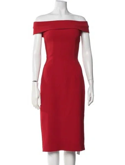 Pre-owned Emilia Wickstead Off-the-shoulder Knee-length Dress In Red