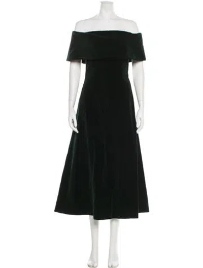 Pre-owned Emilia Wickstead Off-the-shoulder Long Dress In Black