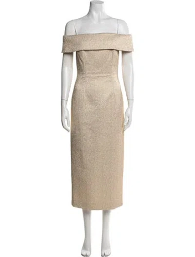 Pre-owned Emilia Wickstead Off-the-shoulder Midi Length Dress In Neutral