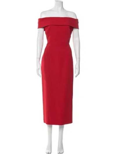 Pre-owned Emilia Wickstead Off-the-shoulder Midi Length Dress In Red