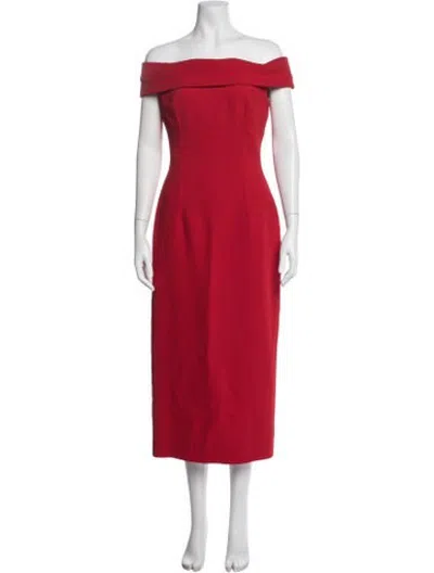 Pre-owned Emilia Wickstead Off-the-shoulder Midi Length Dress In Red