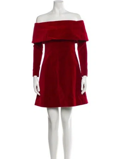 Pre-owned Emilia Wickstead Off-the-shoulder Mini Dress In Red