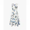Emilia Wickstead Mara Dahlia-print Taffeta-faille Dress In Large Dahlia Baby Blue