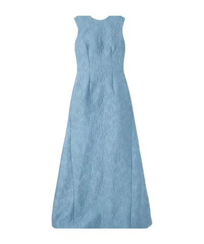Emilia Wickstead Malcolm Open-back Cloqué Maxi Dress In Blue