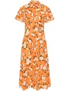 Emilia Wickstead Florencia Midi Dress In Small Dahlia Orange - Small Dahlia Orange