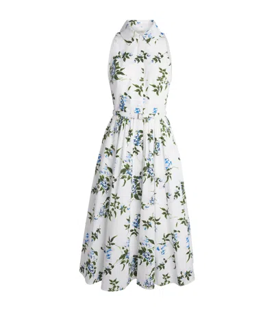 Emilia Wickstead Norika Belted Floral Cotton Shirt Dress In White