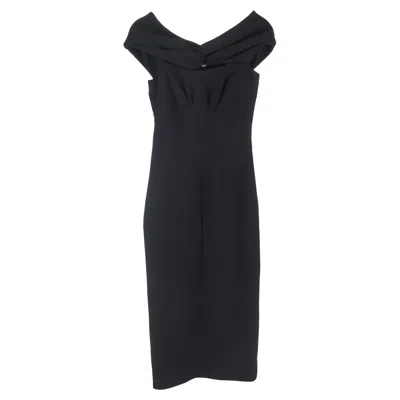 Emilia Wickstead Padma Off-shoulder Midi Dress In Black Polyester