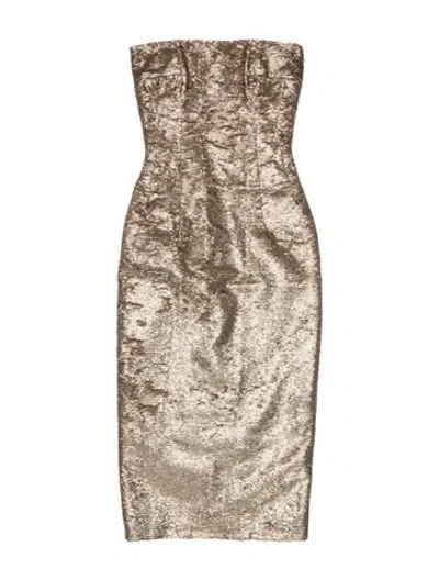 Pre-owned Emilia Wickstead Patterned Knee-length Dress W/ Tags In Gold/metallic