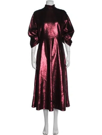 Pre-owned Emilia Wickstead Patterned Midi Length Dress In Burgundy