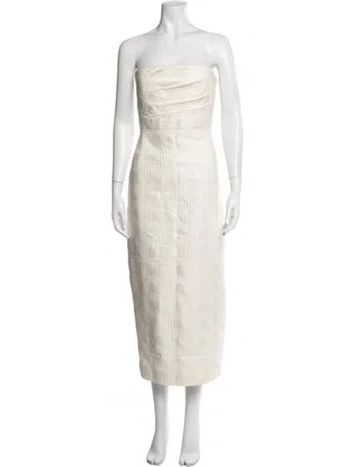 Pre-owned Emilia Wickstead Patterned Midi Length Dress In White