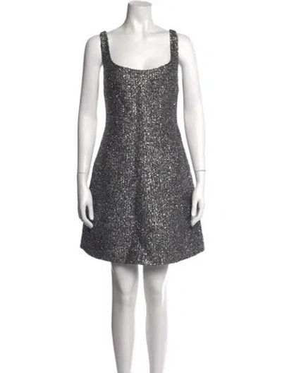 Pre-owned Emilia Wickstead Patterned Mini Dress W/ Tags In Metallic/silver