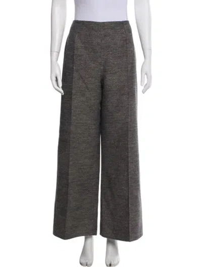Pre-owned Emilia Wickstead Patterned Wide Leg Pants In Gray