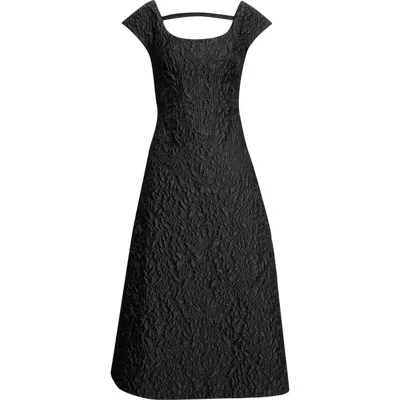 Emilia Wickstead Pesca Embossed Cloqué Cocktail Dress In Black