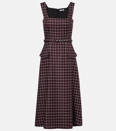Emilia Wickstead Petra Houndstooth Wool-blend Midi Dress In Multi