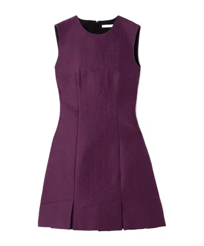 Emilia Wickstead Petronella Pleated Cloqué Mini Dress In Purple