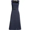 Emilia Wickstead Cotton-blend Belted Pinah Midi Dress In Dark Navy