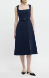 Emilia Wickstead Cotton-blend Belted Pinah Midi Dress In Blue